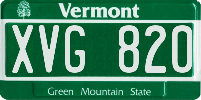 VT license plate XVG820