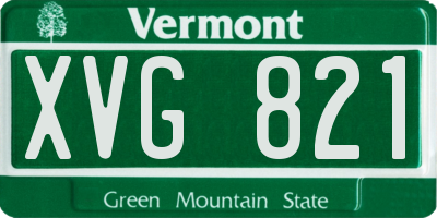 VT license plate XVG821