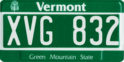 VT license plate XVG832