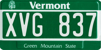 VT license plate XVG837