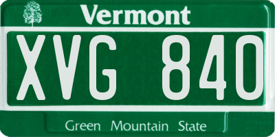 VT license plate XVG840
