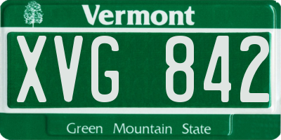 VT license plate XVG842