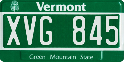VT license plate XVG845