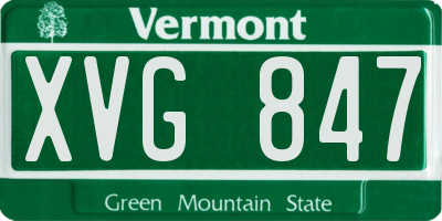 VT license plate XVG847