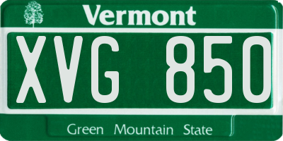 VT license plate XVG850