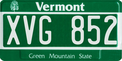 VT license plate XVG852