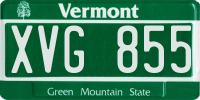 VT license plate XVG855