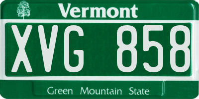 VT license plate XVG858