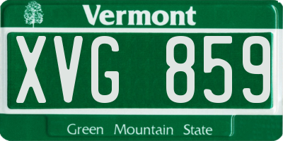 VT license plate XVG859