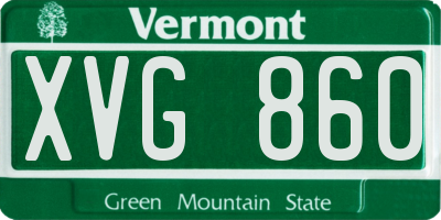 VT license plate XVG860