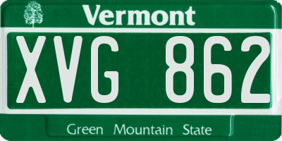 VT license plate XVG862