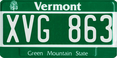 VT license plate XVG863