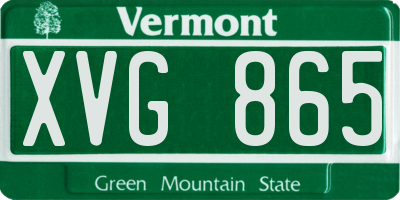 VT license plate XVG865