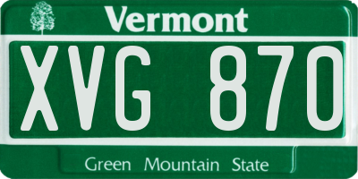 VT license plate XVG870