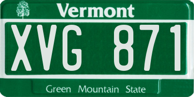 VT license plate XVG871