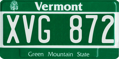 VT license plate XVG872