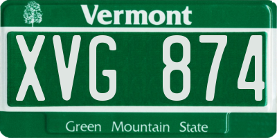 VT license plate XVG874