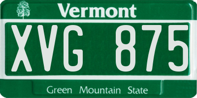 VT license plate XVG875