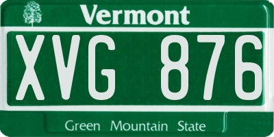 VT license plate XVG876
