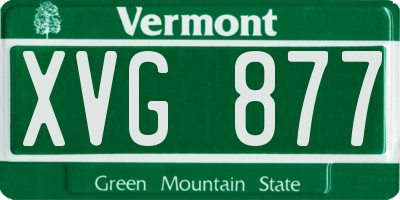 VT license plate XVG877