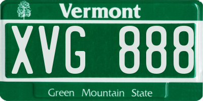 VT license plate XVG888