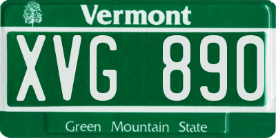 VT license plate XVG890