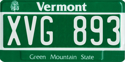 VT license plate XVG893