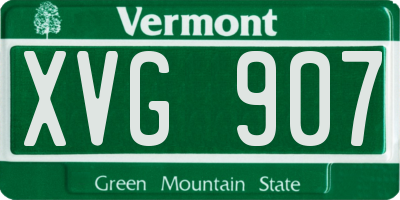 VT license plate XVG907