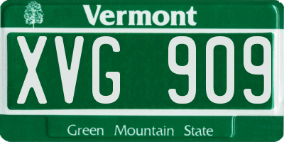 VT license plate XVG909