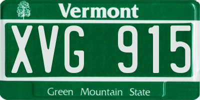VT license plate XVG915