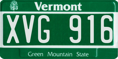 VT license plate XVG916