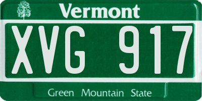 VT license plate XVG917