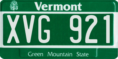 VT license plate XVG921