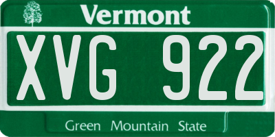 VT license plate XVG922