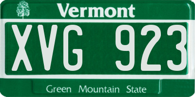 VT license plate XVG923