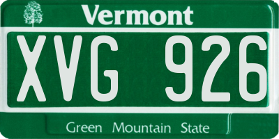 VT license plate XVG926