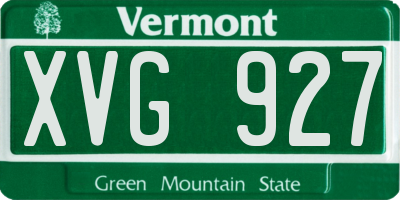 VT license plate XVG927