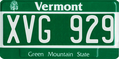 VT license plate XVG929