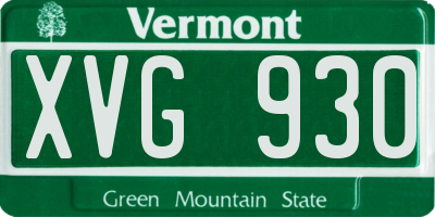 VT license plate XVG930