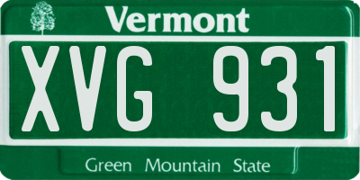 VT license plate XVG931