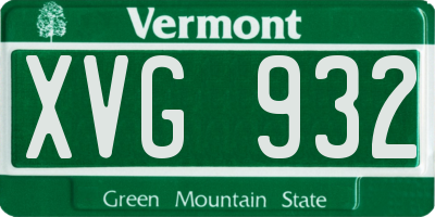 VT license plate XVG932