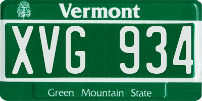VT license plate XVG934