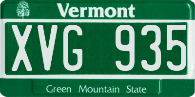 VT license plate XVG935