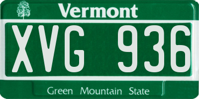 VT license plate XVG936