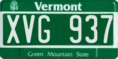 VT license plate XVG937
