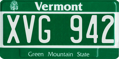 VT license plate XVG942