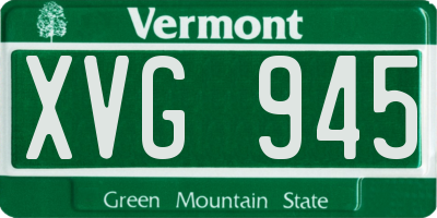 VT license plate XVG945