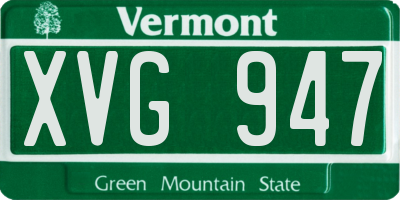 VT license plate XVG947