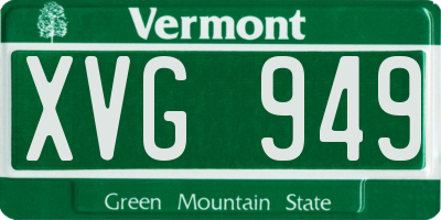 VT license plate XVG949