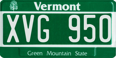 VT license plate XVG950